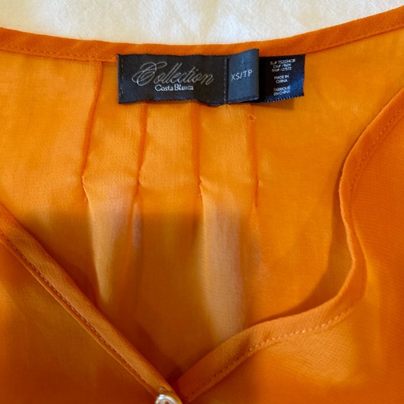 Collection Costa Blanca Sheer Orange Button Crop - Picture 2 of 2